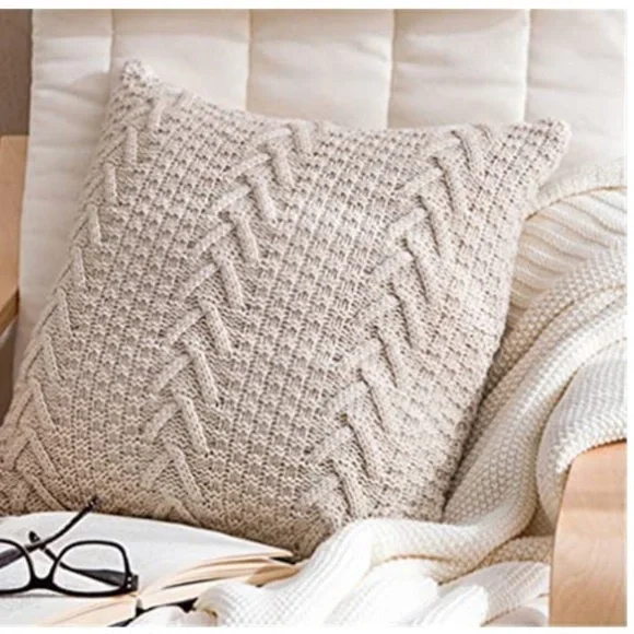 Dark Grey Textured Cozy Knit Chic Farmhouse Bohemian Trendy Throw Pillow Case - Picture 9 of 12